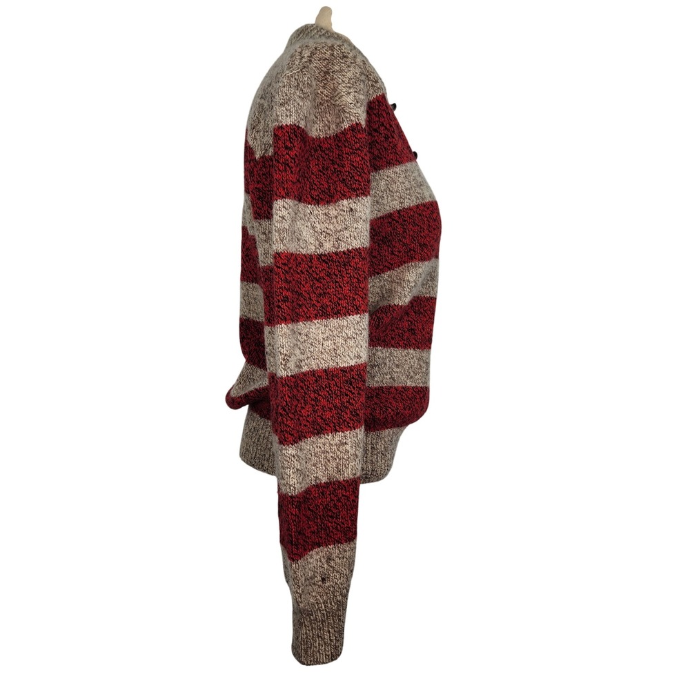 High Sierra Vintage Wool Pullover Sweater Mens Size L Oatmeal Red Striped - Picture 4 of 9